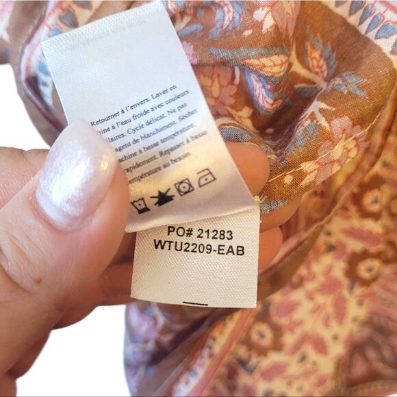 Faherty Women's Cream Floral Cotton Blouse Size XL - Picture 7 of 7